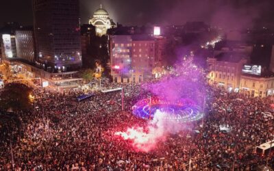 Serbia celebrates as Vucic concedes defeat in election