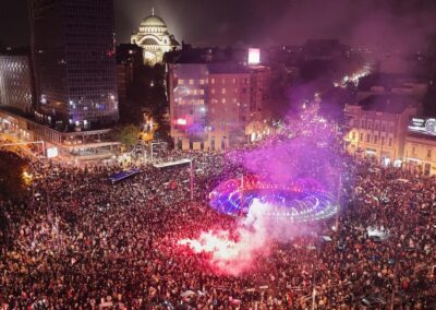 Serbia celebrates as Vucic concedes defeat in election