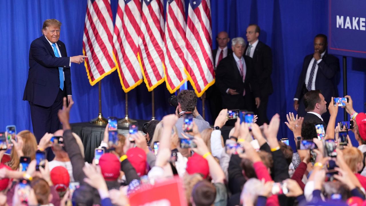 President Donald Trump arrives to speak during a campaign rall