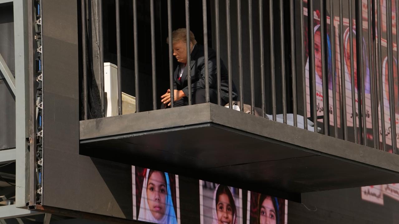 An actor playing Donald Trump in an installation in Tehran