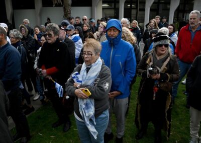 Hundreds gather to mark moment October 7 attack started