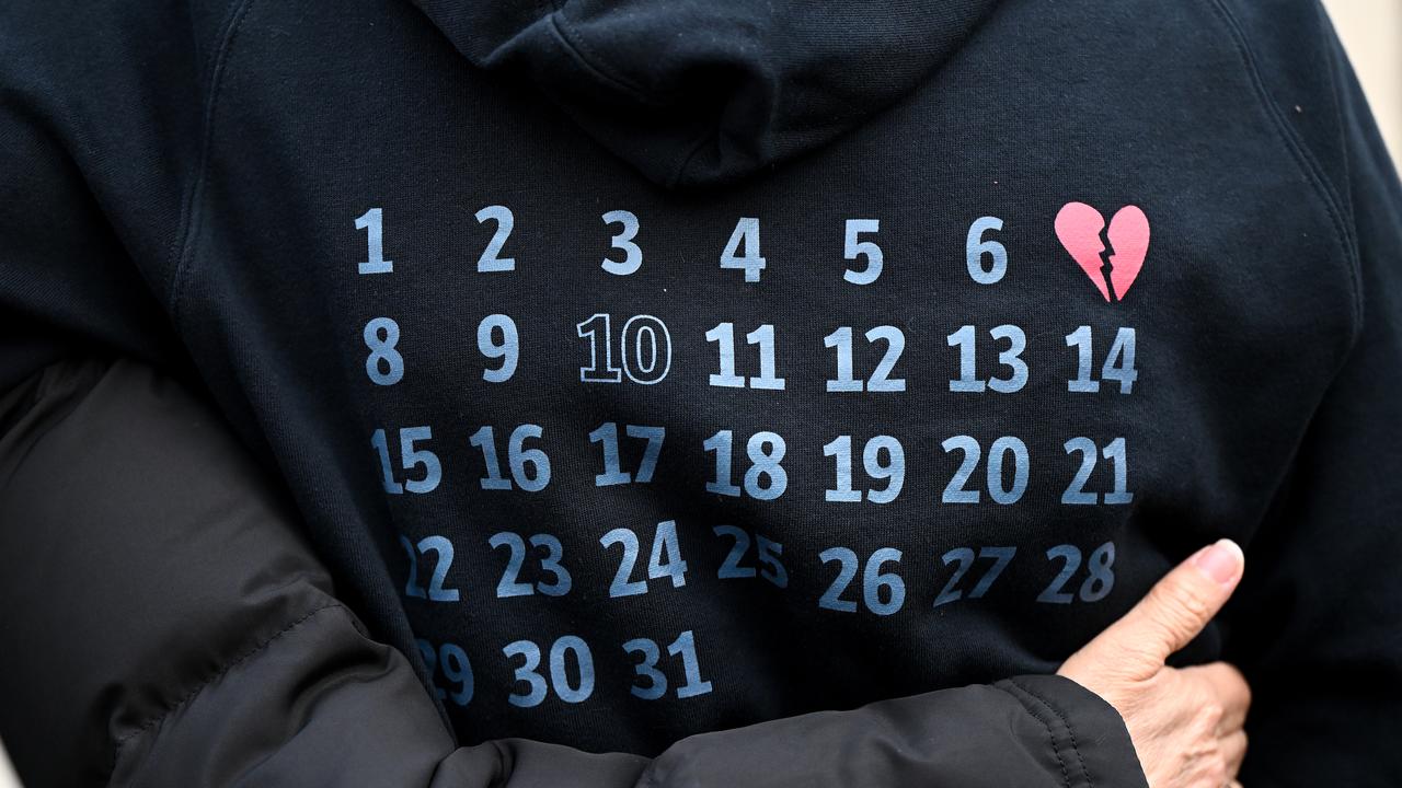 a top marking the date of the Hamas terrorist attacks against Israel