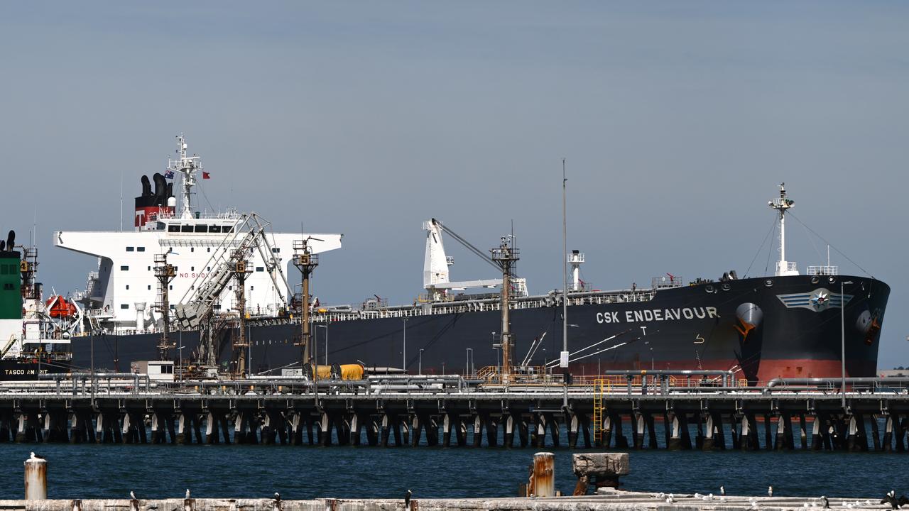 A crude oil tanker