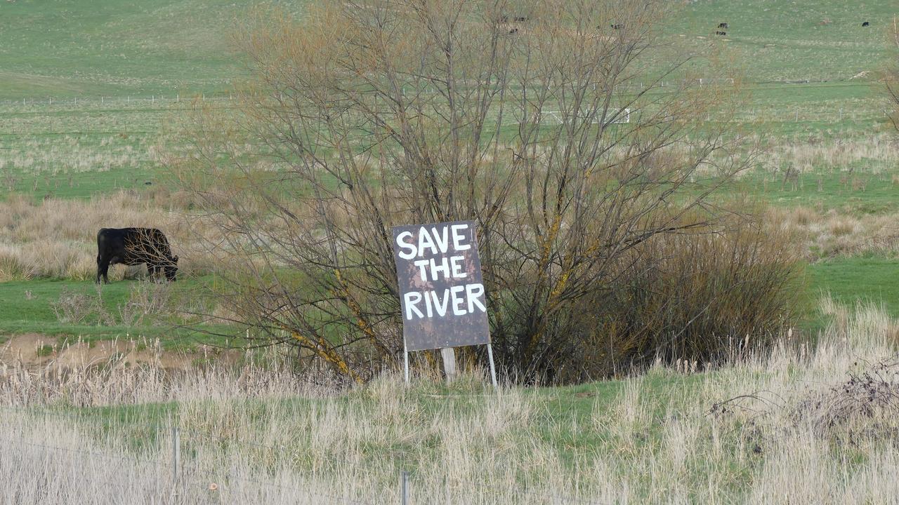 A sign opposing the mine