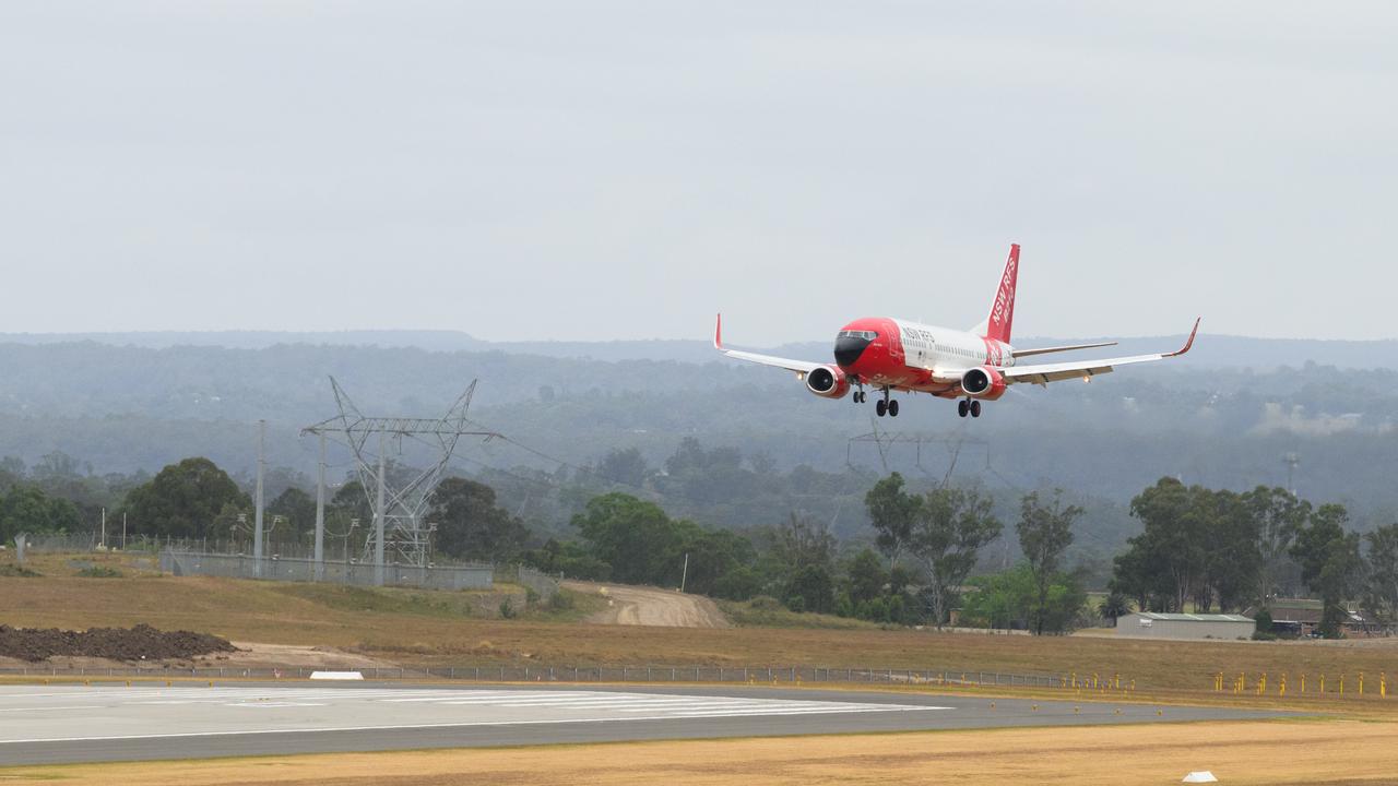 Plane landing at Sydney's new airport