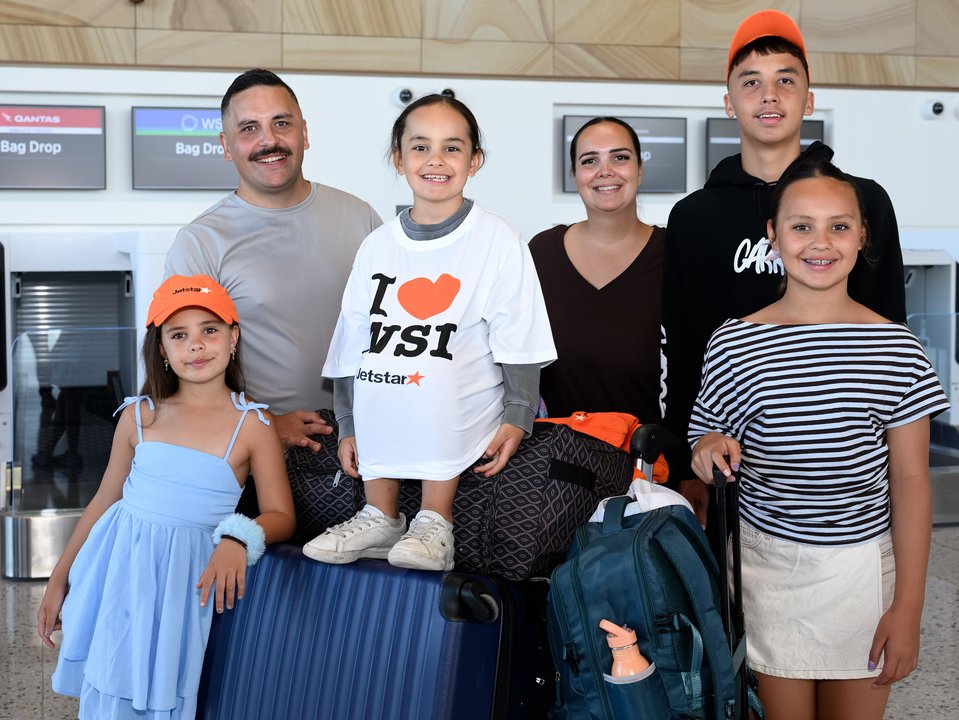 A family at Western Sydney International Airport
